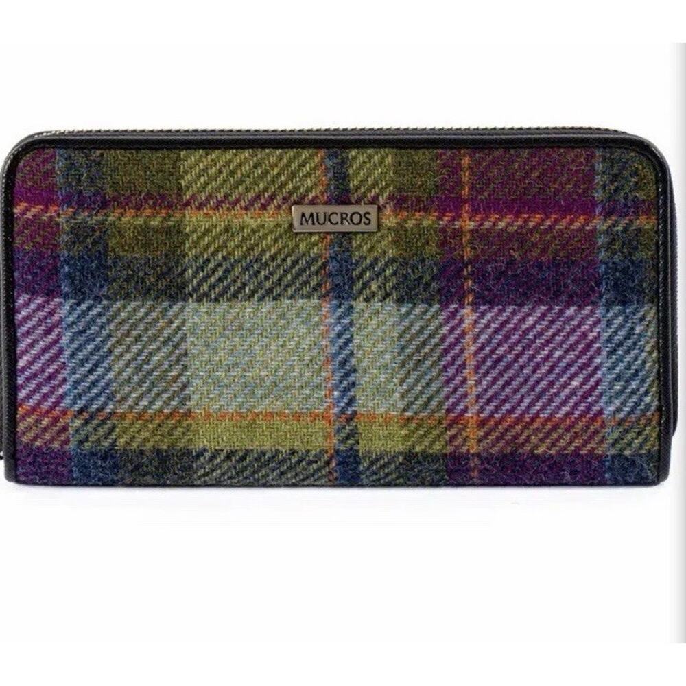 NEW Irish Wool Plaid Mucros Zip Wallet Tweed Ireland